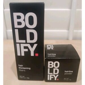 Boldify Dark Brown Hair Thickening Fibers 0.98 oz & Hairline Powder 0.14oz Set
